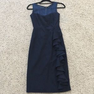L.A.M.B navy shift dress with ruffled details sz 2